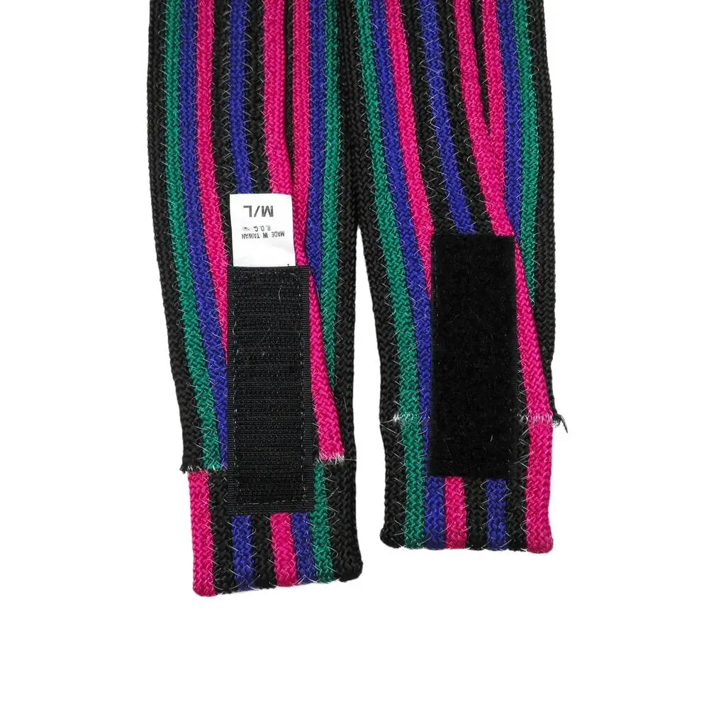 1990s Vintage Woven Braided Colorful Belt Pink Purple Green Black